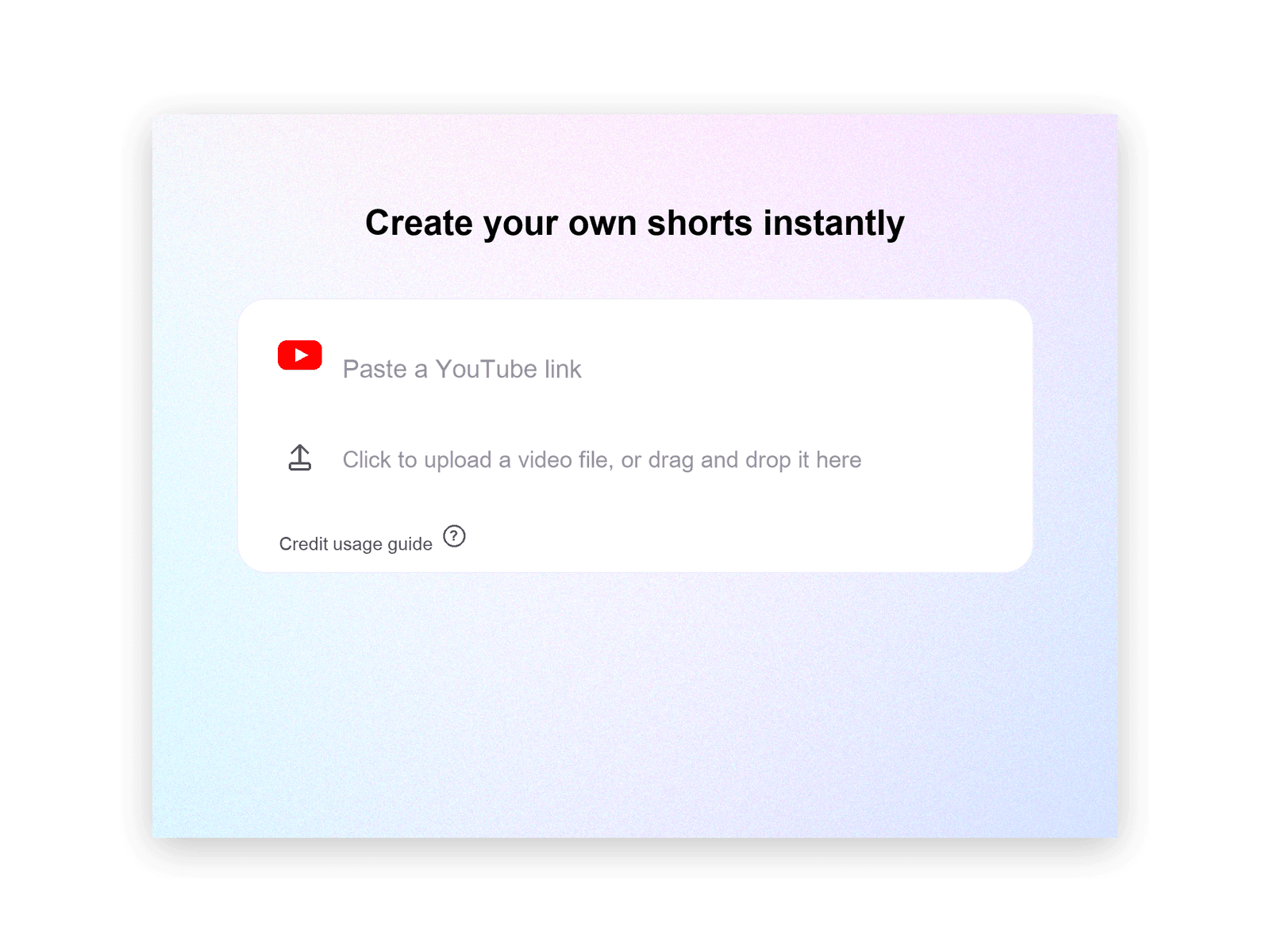 Fika Clip start screen for importing a video